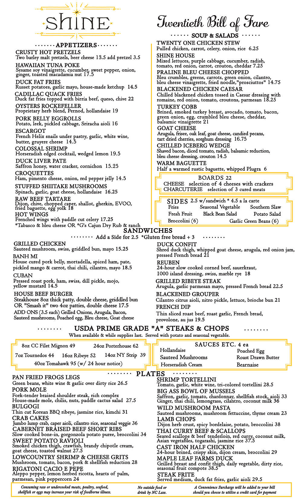 Dinner Menu